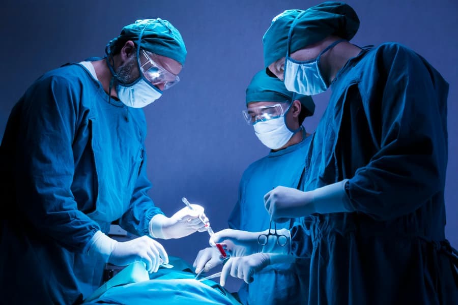 Surgical team performing orthopedic surgery in state-of-the-art medical facility 