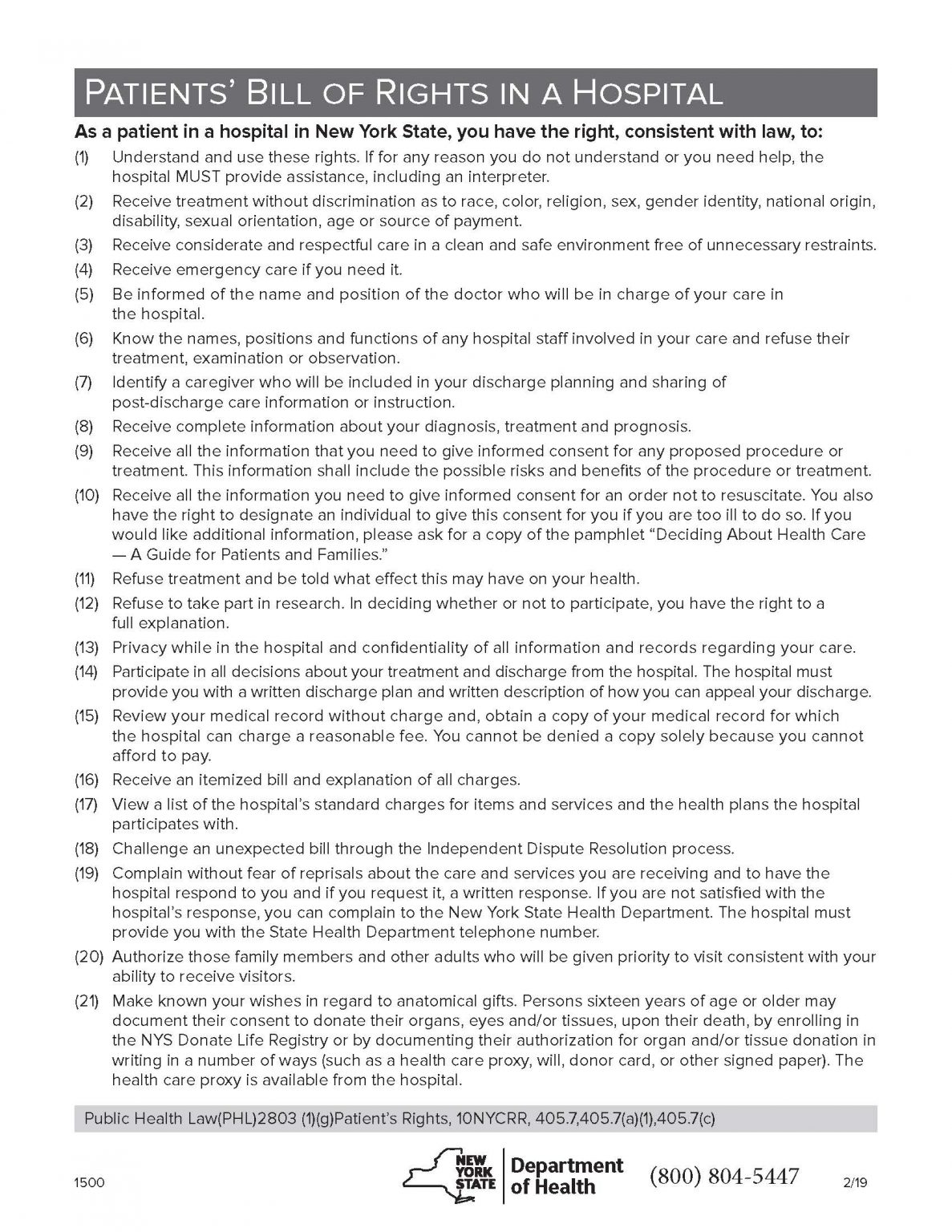 Patient Bill of Rights Richmond University Medical Center