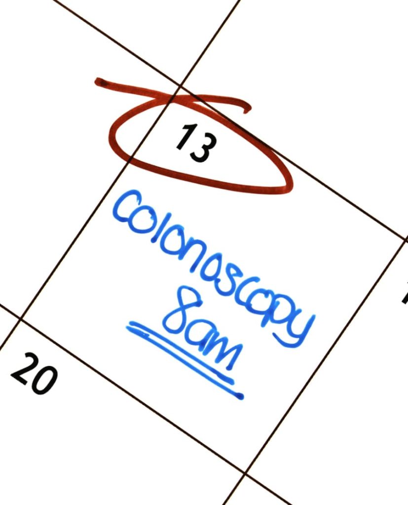 Calendar with Colonoscopy Appointment Reminder